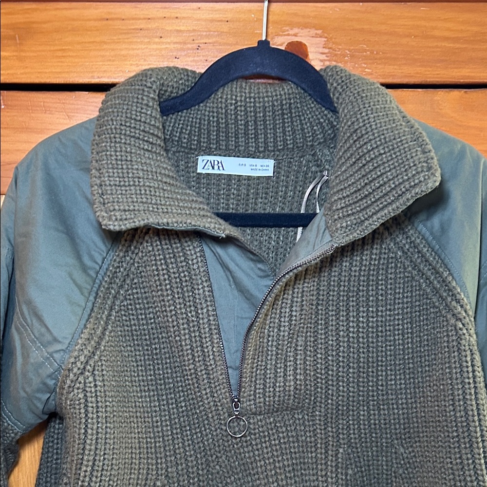 Zara Olive Green Knit Sweater with High Collar - Picture 7 of 7